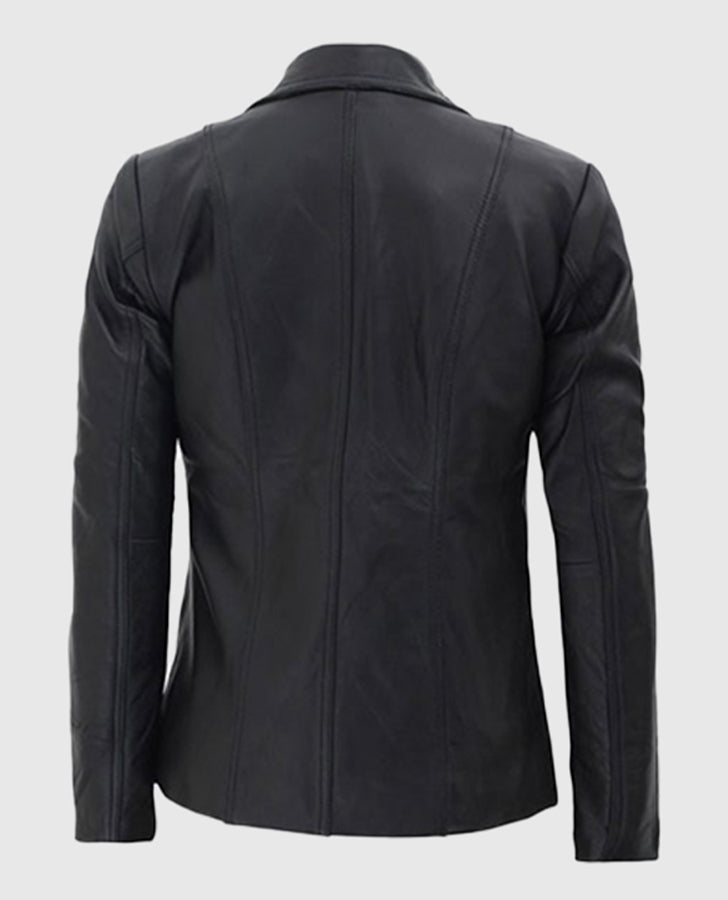 Black Leather Blazer for Women