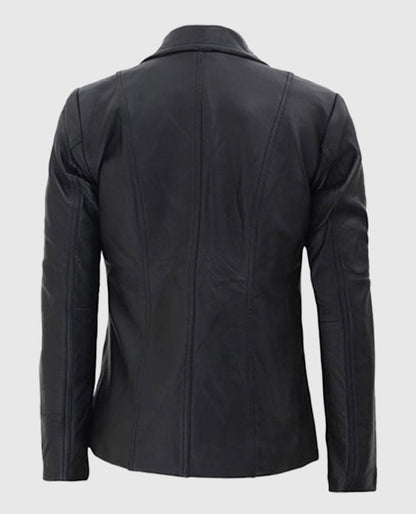 Black Leather Blazer for Women