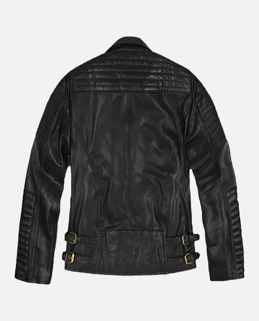 Black Motorcycle Leather Jacket for Men