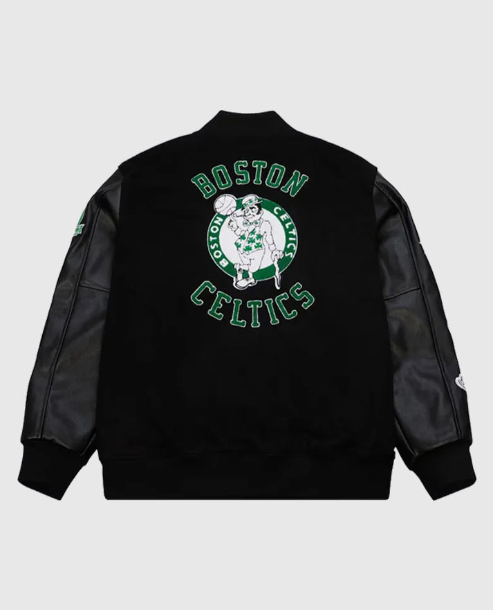 Black Out Vintage Logo Boston Celtics Varsity Jacket