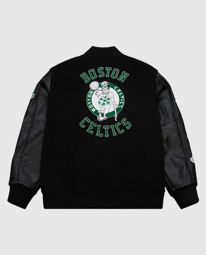 Black Out Vintage Logo Boston Celtics Varsity Jacket