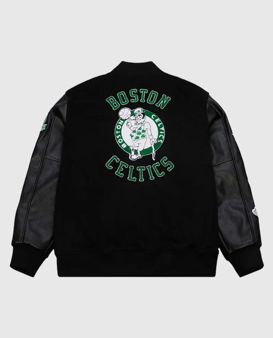Black Out Vintage Logo Boston Celtics Varsity Jacket