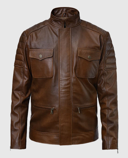 Boss Level Frank Grillo Brown Leather Jacket
