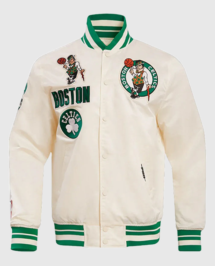 Boston Celtics Eggshell White Retro Classic Rib Jacket