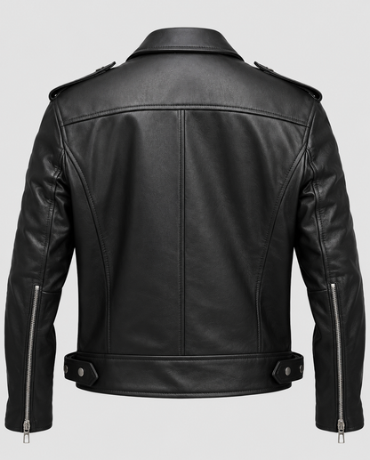 Boulevard Black Leather Biker Jacket