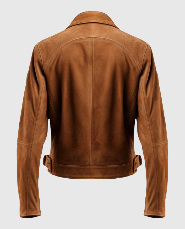 Camel Brown Suede Leather Jacket for Men