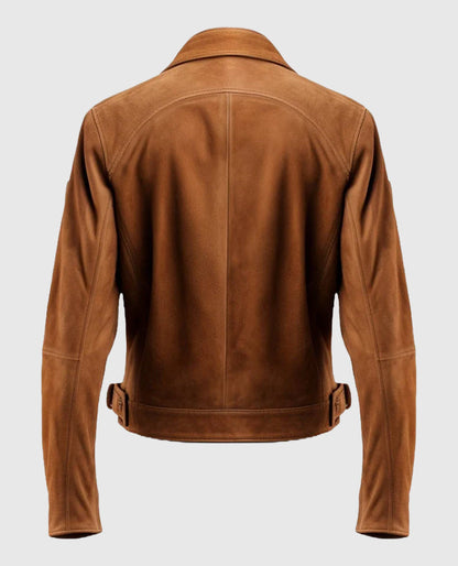 Camel Brown Suede Leather Jacket for Men
