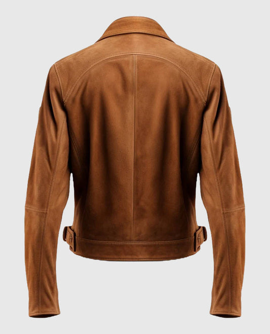 Camel Brown Suede Leather Jacket for Men