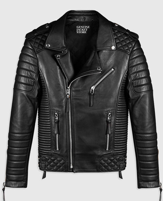 Charles Burnt Biker Leather Jacket