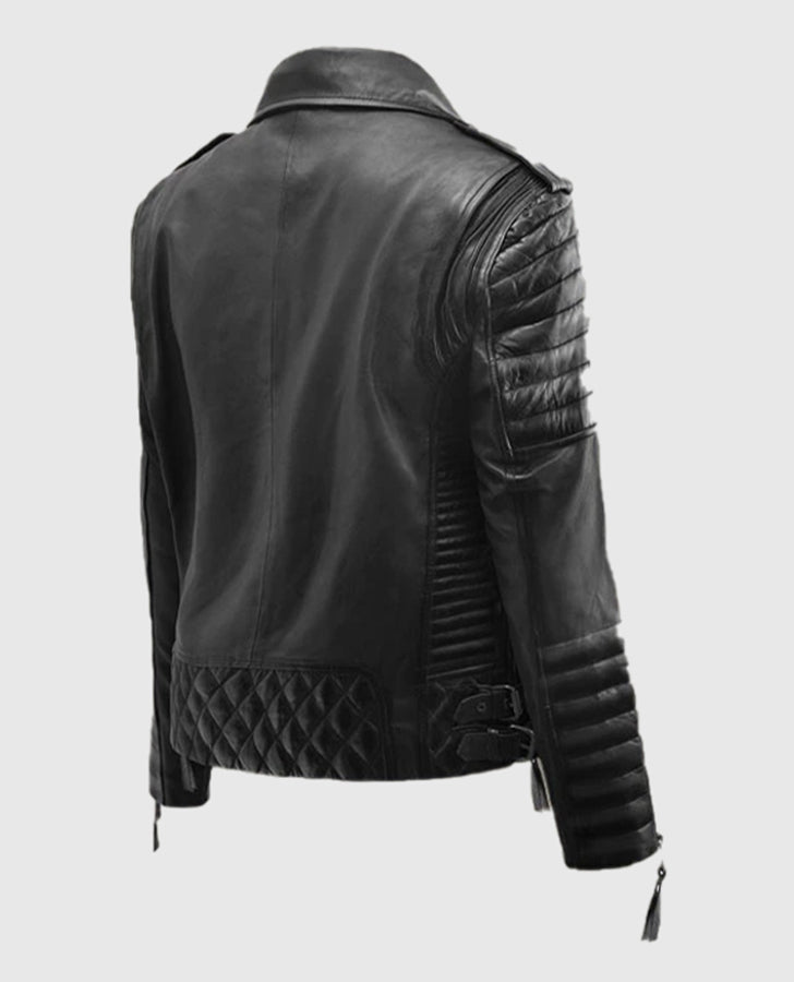 Charlotte Burnt Black Leather Biker Jacket