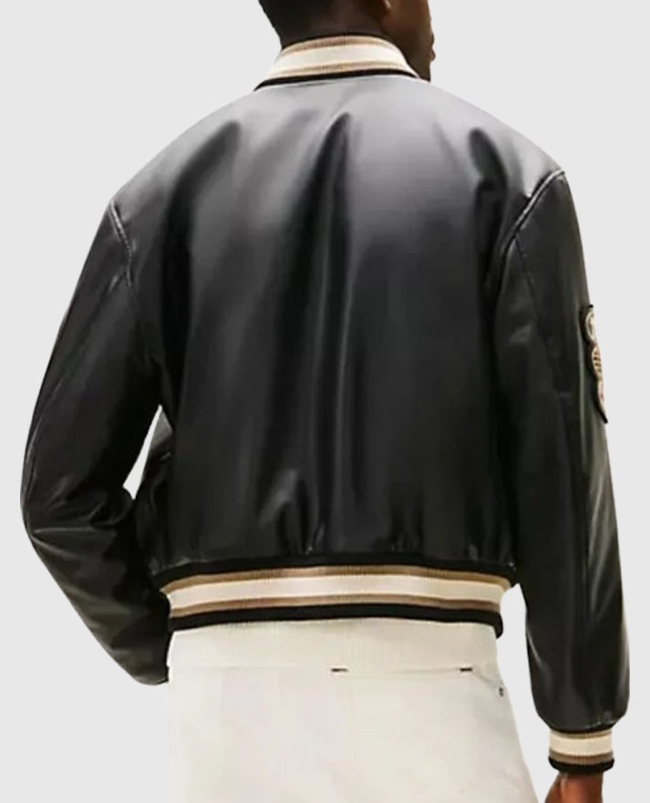 Damson Idris F1 Movie  x APXGP Leather Varsity Jacket