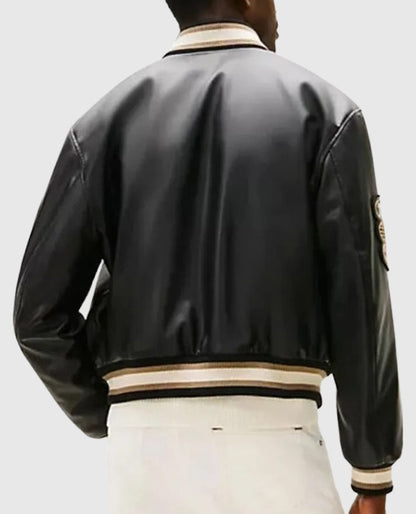 Damson Idris F1 Movie  x APXGP Leather Varsity Jacket