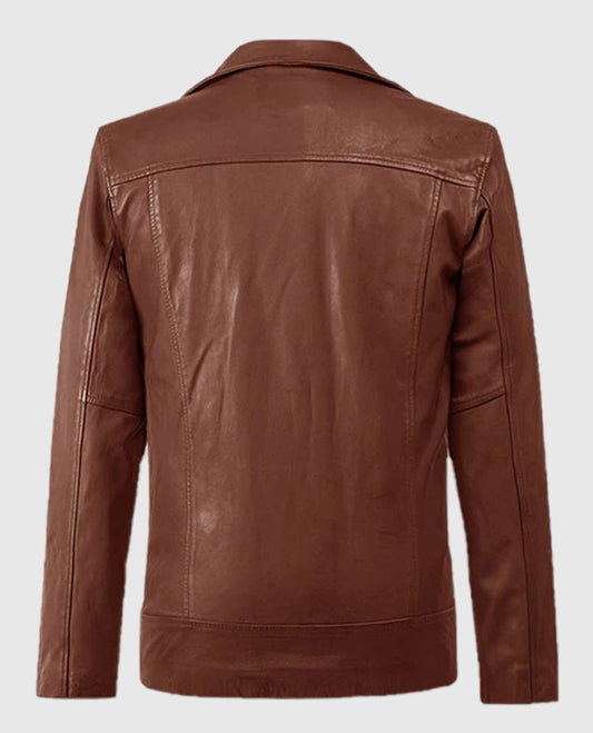 Dauntless Tan Leather Biker Jacket