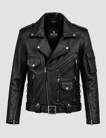 Deadwood Black Moto Leather Jacket