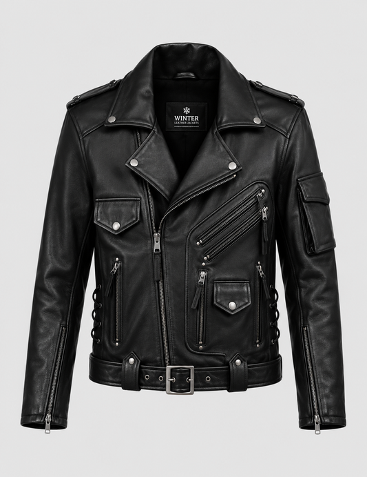Deadwood Black Moto Leather Jacket