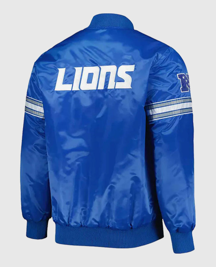 Detroit Lions Blue Full-Snap Satin Jacket