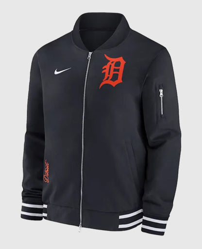 Detroit Tigers Black Bomber Full-Zip Jacket