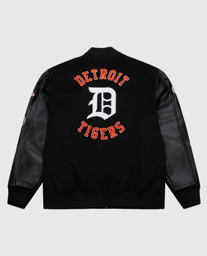 Detroit Tigers Black  Vintage Logo Varsity Jacket