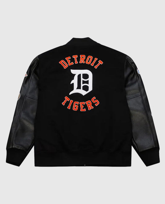 Detroit Tigers Black  Vintage Logo Varsity Jacket
