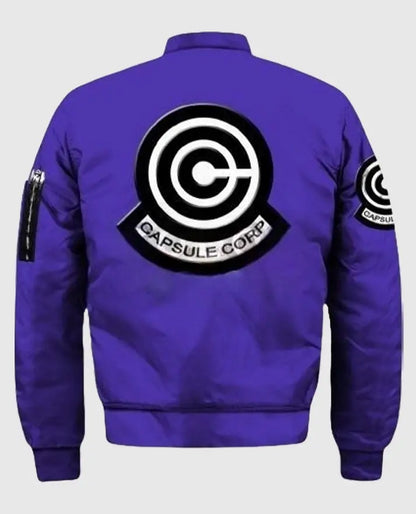 Dragon Ball Z Futuristic Capsule Inc Purple Varsity Jacket