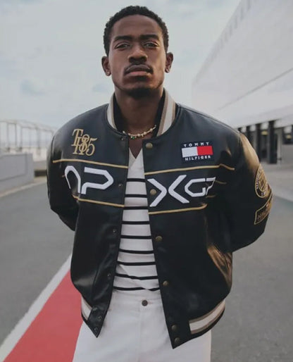 F1 Movie Damson Idris x APXGP Leather Varsity Jacket