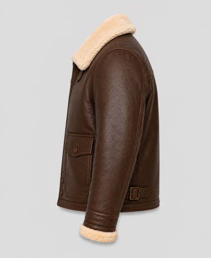 Navy M-445A Flight Brown Shearling Leather Jacket