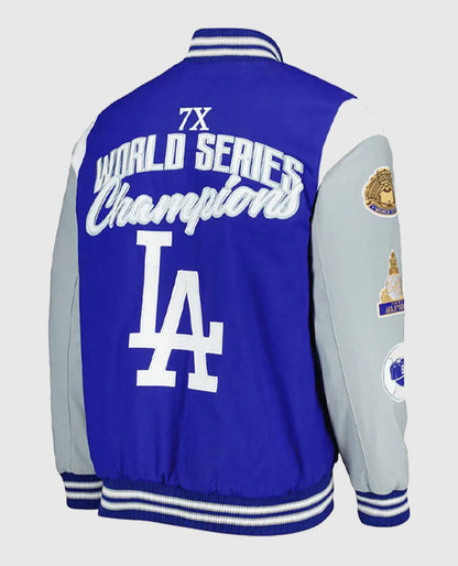 Franchise Gray and Royal Blue LA Dodgers Varsity Jacket