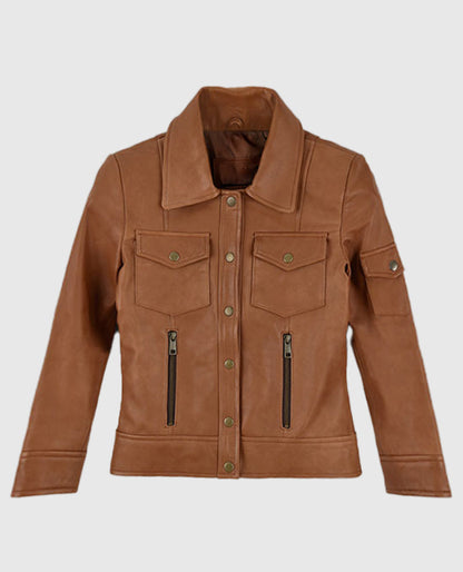 Gigi Hadid Tan Leather Jacket