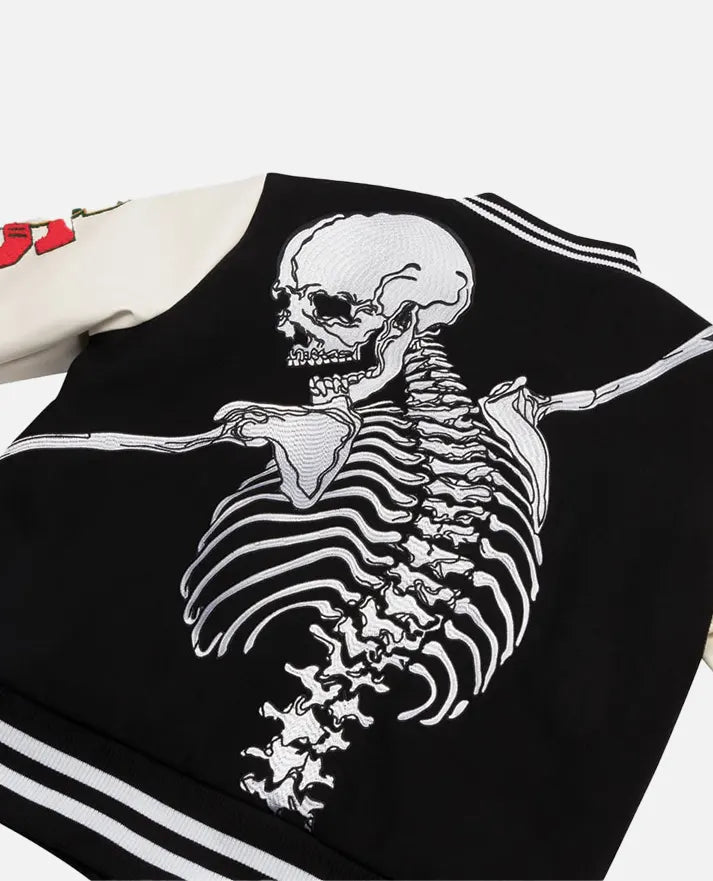 Godspeed Skull Black & White Varsity Jacket