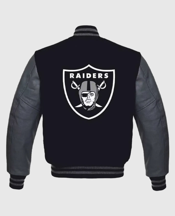 Grey Black Las Vegas Raiders Letterman Jacket