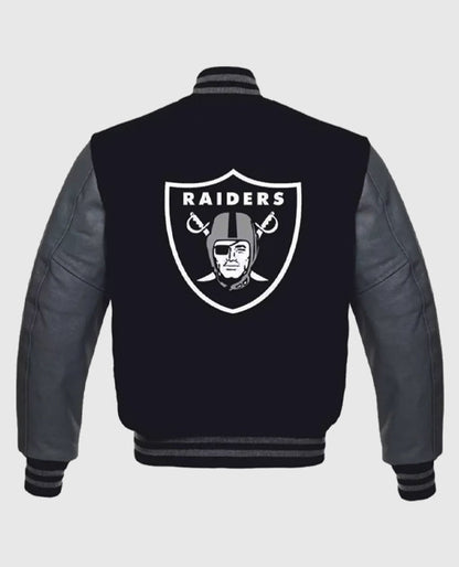 Grey Black Las Vegas Raiders Letterman Jacket