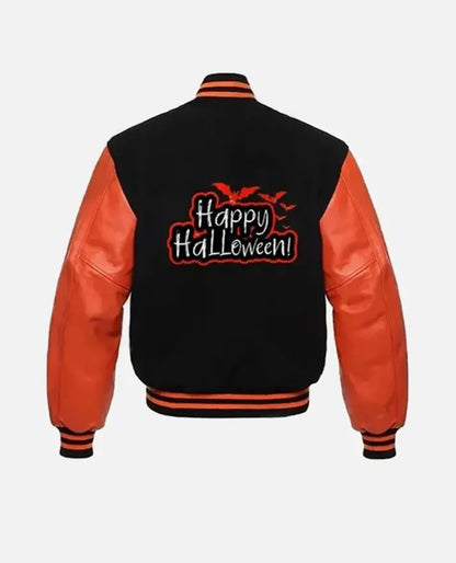 Happy Halloween Black Orange Varsity Jacket