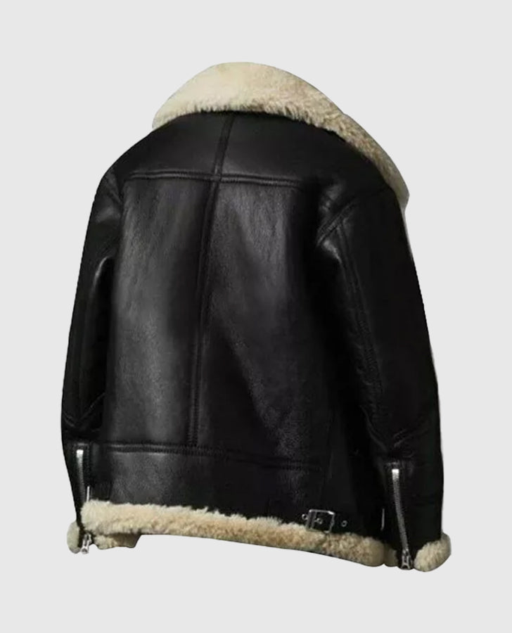 Ivory Aviator Shearling Jacket
