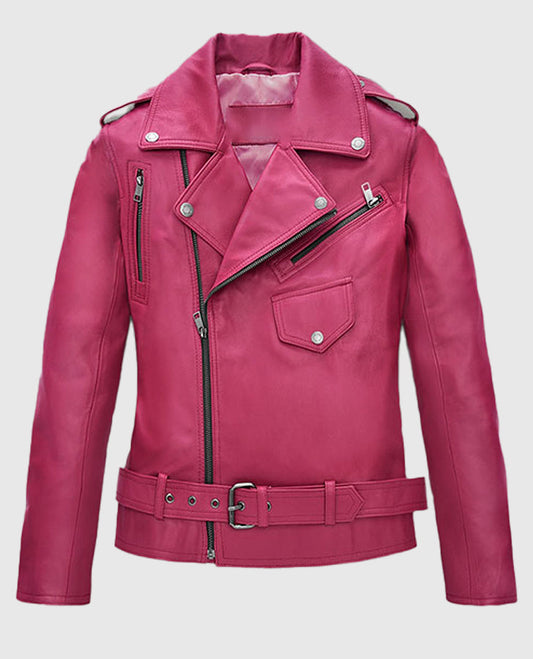Jessica Alba Pink Leather Jacket
