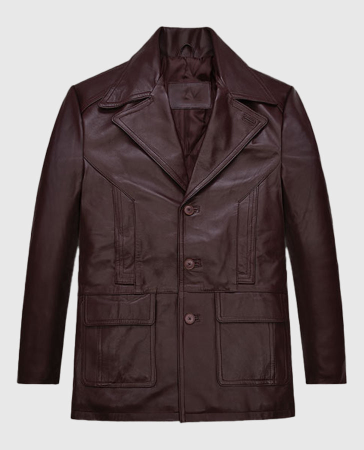 Johnny Depp Maroon Leather Blazer Jacket