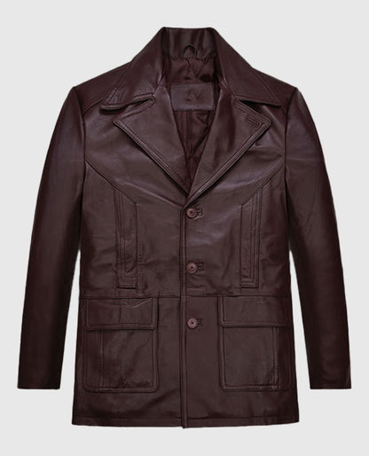 Johnny Depp Maroon Leather Blazer Jacket