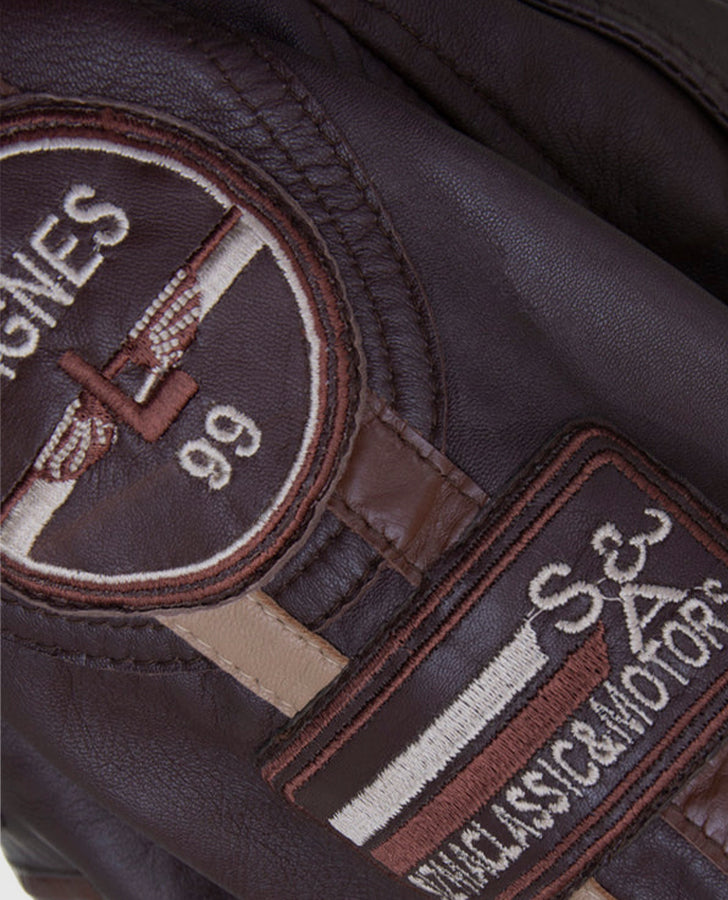 Men's SIZMA Brown Cafe Racer Leather Jacket