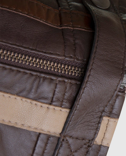 Men's SIZMA Brown Cafe Racer Leather Jacket