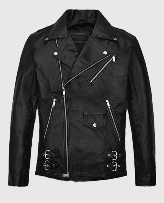 Kylian Mbappe Black Biker Leather Jacket