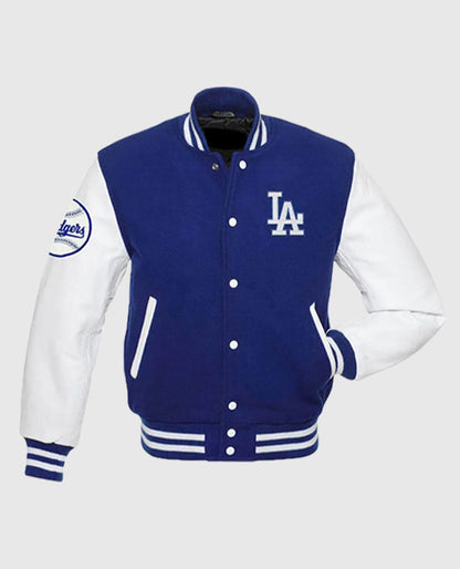 LA Dodgers Blue and White Varsity Jacket