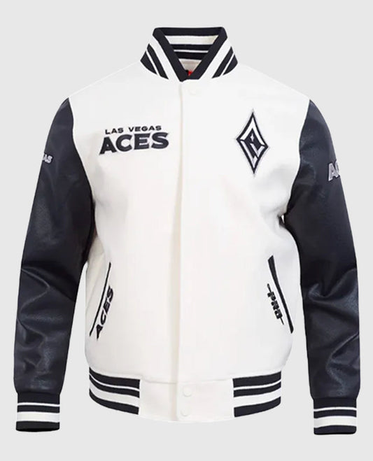 Las Vegas Aces Classics Rib Eggshell/Black Retro Varsity Jacket
