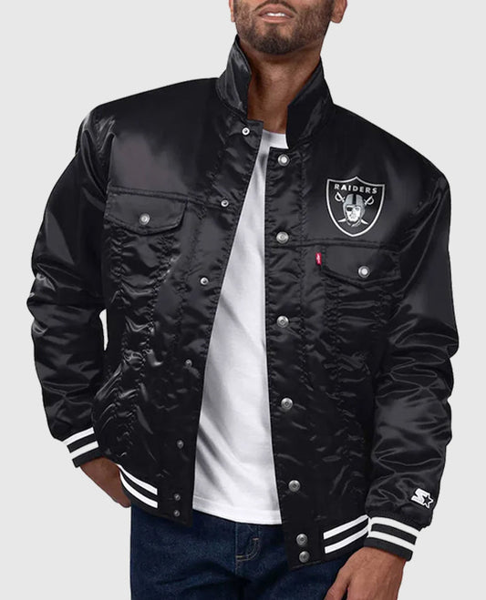 Las Vegas Raiders Silver Tab Trucker Jacket