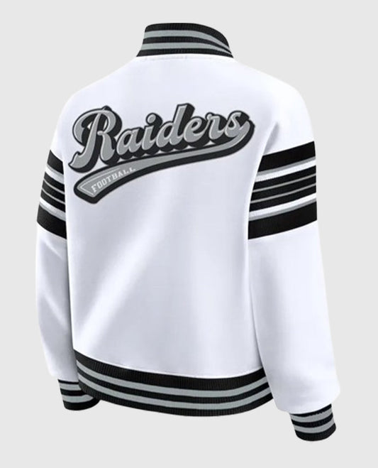 Las Vegas Raiders White Fleece Jacket