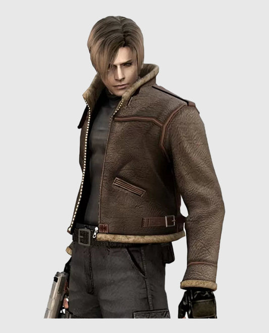 Leon Kennedy Shearling Leather Jacket