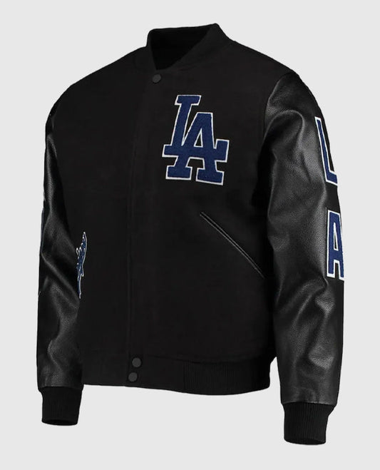 Los Angeles Dodgers Logo Black Varsity Full-Zip Jacket