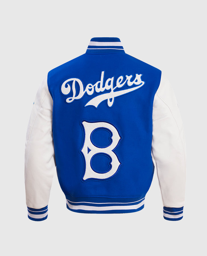 MLB Brooklyn Dodgers Rib Wool Varsity Jacket Royal Blue White