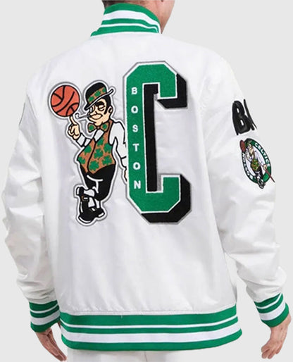 Mash Up White Boston Celtics Satin Jacket