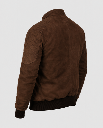 Men's Brown Bomber Suede Leather Jacket