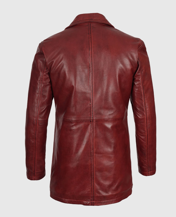 Men's Maroon Real Leather Coat