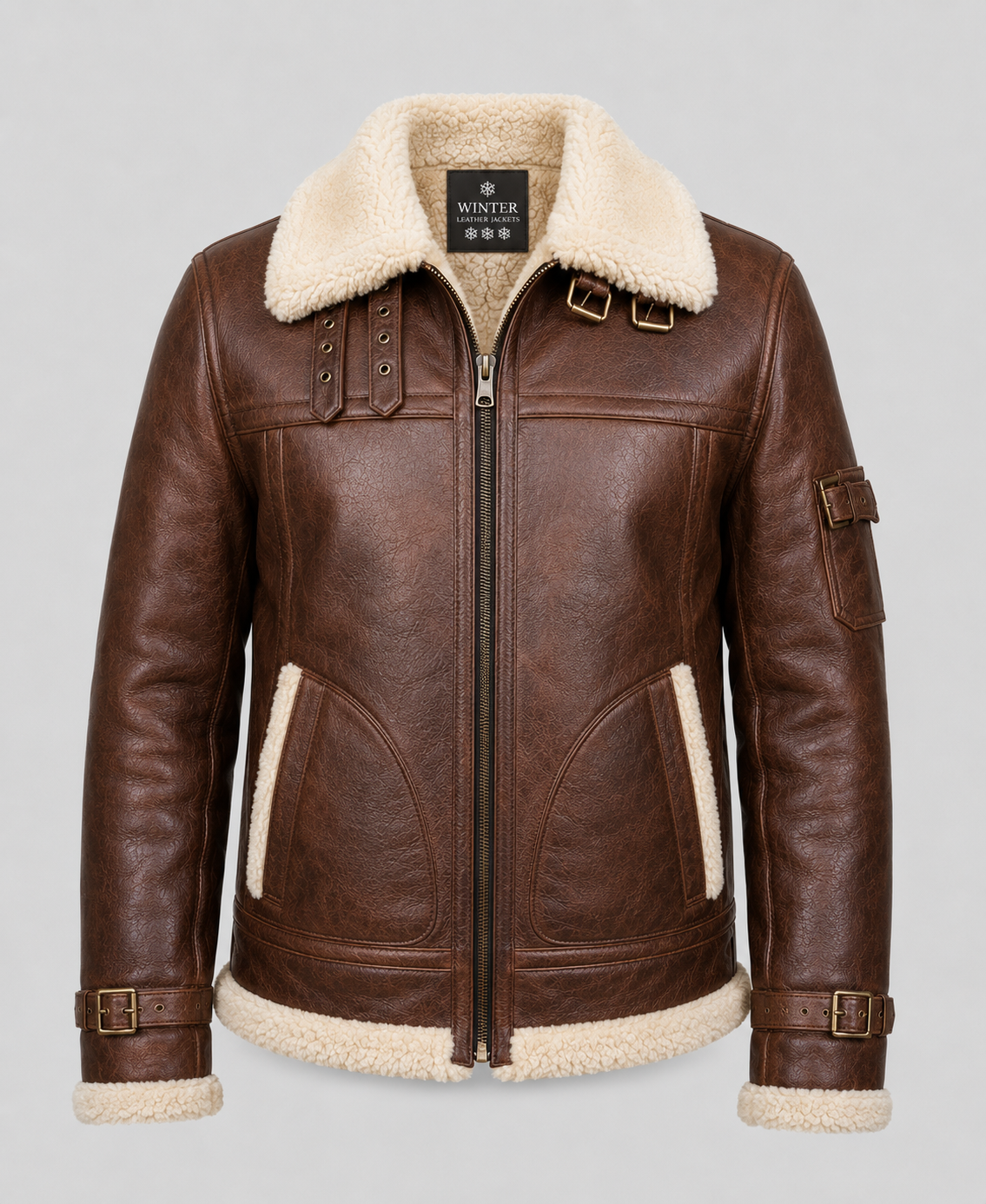Men's RAF B3 Aviator Brown Shearling  Leather Jacket